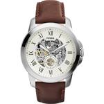 Fossil Heren ME3095 Grant automatisch bruin lederen horloge met skelet wijzerplaat