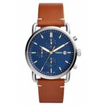 Fossil Heren FS4656 bruin lederen analoog quartz horloge met bruine wijzerplaat