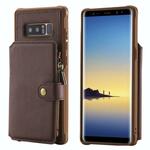 Voor Galaxy Note 8 Zipper Shockproof Beschermhoes met kaartsleuven & beugel & fotohouder & portemonneefunctie(Koffie)