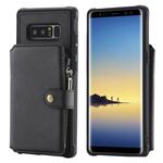 Voor Galaxy Note 8 Zipper Shockproof Beschermhoes met kaartsleuven & beugel & fotohouder & portemonneefunctie(zwart)