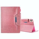 Voor iPad Pro 11 (2020) & (2018) Big Metal Button Business Tablet PC Beschermleerkoffer met beugel & kaartsleuf & fotohouder & portemonnee (grijs)