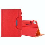 Voor iPad Pro 11 (2020) & (2018) Big Metal Button Business Tablet PC Beschermleerkoffer met beugel & kaartsleuf & fotohouder & portemonnee (rood)