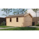 Lugarde Select Kesteren Blokhut met garagedeur 400x500 cm vuren blank- Zadeldak- - Lugarde Select