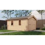Lugarde Select Opheusden Blokhut met garagedeur 350x500 cm vuren blank- Zadeldak- - Lugarde Select