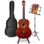 MAX SoloArt klassieke akoestische gitaar met voetsteun - Bruin (hout)