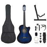 VidaXL 12-delige gitaarset met equalizer en 6 snaren western blauw