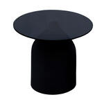 Brix Ronde Bijzettafel Isa Glas en staal, 50cm - Zwart