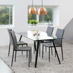 Kave Home Glazen eettafel 'Argo' met zwart onderstel, 200 x 100cm