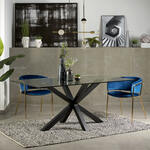 Kave Home Glazen eettafel 'Argo' met zwart onderstel, 180 x 100cm