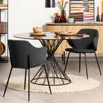 Kave Home Ronde Eettafel 'Niut' 120cm Glas, kleur zwart