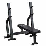 Vlakke Halterbank - Fitnessbank - Haltersteunen - Belastbaar tot 250 kg - Zwart - Gorilla Sports