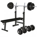 Gorilla Sports Fitnessbank Wit Met Gewichten 100 kg - Lat Pulley - Puzzelmat - Complete Set Gripper Kunststof