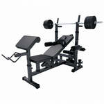Universele Halterbank + 40 kg Halterset - Kunststof - Halterstang met gewichten - Gorilla Sports