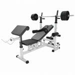 Universele Halterbank + 40 kg Halterset - Kunststof - Halterstang met gewichten - Gorilla Sports