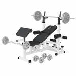 Universele Halterbank Wit + 108 kg Halterset - Gripper Gietijzer - Gorilla Sports