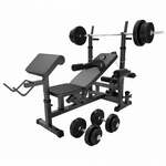 Universele Halterbank + 70 kg Halterset - Kunststof - Gorilla Sports