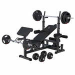 Universele Halterbank zwart + 100 kg Halterset - Gripper Kunststof - Gorilla Sports