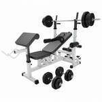 Universele Halterbank wit Met 70 kg Halterset Kunststof - Gorilla Sports