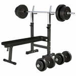 Verstelbare Halterbank - fitnessbank + 70 kg Halterset - gewichtenset - Kunststof - Gorilla Sports