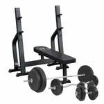 Vlakke Halterbank + 100 kg Halterset - Kunststof - Gorilla Sports