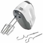 Nedis kahm110cwt handmixer 200 w 5-snelheden turbo-functie draaikom / 2 deeghaken / 2 kloppers grijs / wit