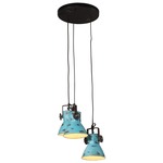 Hanglamp dubbele stoffen kap E27 fitting &apos;Royce&apos;-blauw