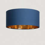 Hanglamp stoffen kap met reflecterende binnenkant &apos;Martin&apos;-blauw