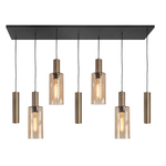 Brilliant Hanglamp recht Cadiz 4-lichts zwart met brons 60118/76
