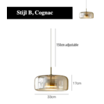 LumiGlow - Elegante Glassteen Hanglamp met LED-verlichting