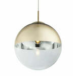 Hanglamp glas rond &apos;Varus&apos; glimmend goud e27 fitting doorzichtig glas 300mm