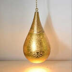 Marokkaanse hanglamp &apos;Indi&apos; filigrain E27 fitting blad goud 2