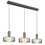 Globo Strakke hanglamp Grant grijs 3-lichts 16019-3H