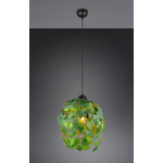 Steinhauer Zwarte hanglamp Stang met groene velours kappen 3463ZW