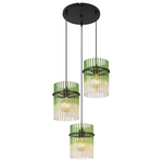 Masterlight 6-lichts hanglamp - zwart - Porto met Nicolette green glazen 2711-05-05-130-25614