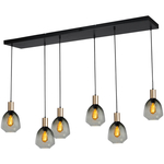 Masterlight 5-lichts hanglamp - zwart - Porto met Jagger green glazen 2711-05-05-130-5-10