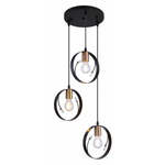 Hanglamp koper 3 lichten Globo Lighting &apos;Vigo&apos; E27 fitting 390mm