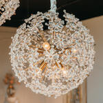 Searchlight Kroonluchter Shower zwart met kristal 30216-5BK