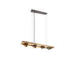 Trio Hanglamp Jagger RVS met houtbruin R30681067