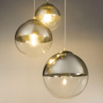 Hanglamp glazen bollen &apos;Varus&apos;- nikkel mat - transparant glas