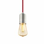 Eglo Hanglamp Yorth pendel nikkel met rood snoer 32523