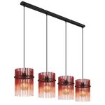 Masterlight 6-lichts hanglamp - zwart - Porto met Nicolette red glazen 2711-05-05-130-25613
