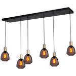 Masterlight 3-lichts vide hanglamp - goud - Porto met Nicolette red glazen 2712-05-02-35-3-13