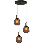 Masterlight 6-lichts hanglamp - zwart - Porto met Jagger red glazen 2711-05-05-130-25-69