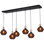Masterlight 5-lichts hanglamp - zwart - Porto met Nicolette red glazen 2711-05-05-130-5-13