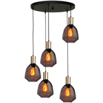 Masterlight 3-lichts hanglamp - zwart - Porto met Nicolette red glazen 2711-05-05-100-3-13