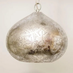 Marokkaanse hanglamp &apos;Pumkin&apos; oosterse hanglamp filigrain stijl - pompoen - vintage zilver E27 fitting 30 cm