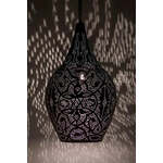Marokkaanse hanglamp &apos;Vase&apos; filigrain oosterse hanglamp vaas zwart/zilver 280mm