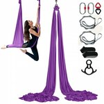 VEVOR Aerial Yoga hangmatset 4 x 2,8 m, Golden Aerial Yoga Swing Air Flying, Yoga Swing Hangmatschommel 1000 kg Maximaal draagvermogen, inclusief yogasokken en stalen karabijnhaak, anti-zwaartekrachtoefeningen