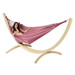 'Wood & Comfort' Bordeaux Tweepersoons Hangmatset - 180 kg - Rood - Colombiaanse - Tropilex