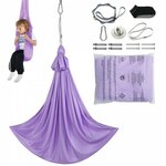 VEVOR Aerial Yoga hangmatset 8 x 2,8 m, paars Aerial Yoga Swing Air Flies, Indoor Aerial Yoga Hangmat Swing 1000 kg max. draagvermogen, inclusief yogasokken & stalen karabijnhaak & aluminium draaibare